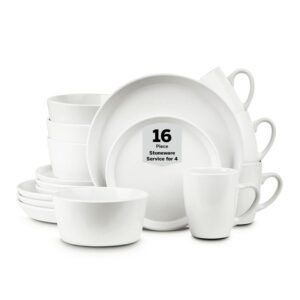 Stone Lain - Juego de vajilla de cerámica, Blanco (Snow white)